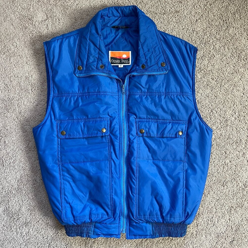 Vintage Ozark Trail Puffer Vest Blue 80s 90s Camp Hike Gorpcore Streetwear Men L